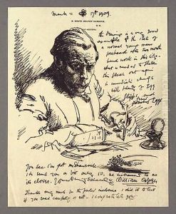 An Illustrated Letter To Mrs St George With Self-Portrait Writing