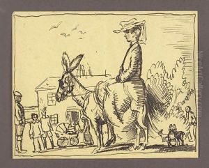 Mrs St. George On A Donkey by Sir William Newenham Montague Orpen