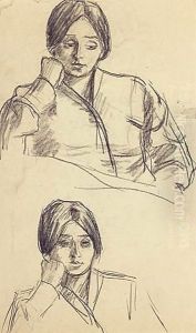 Two Studies Of A Woman In Thought by Roderic O'Conor
