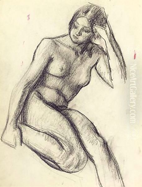 Female Nude With Right Leg Drawn Up - view 1