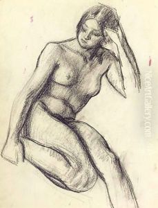 Female Nude With Right Leg Drawn Up by Roderic O'Conor