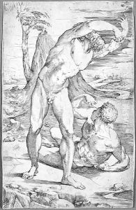 Two Male Nudes In A Landscape by Domenico Beccafumi