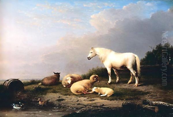 Horse, Sheep And Goat In A Landscape - view 1