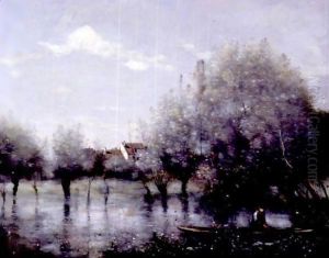 Inondation Dans Une Saulaie by Jean-Baptiste-Camille Corot