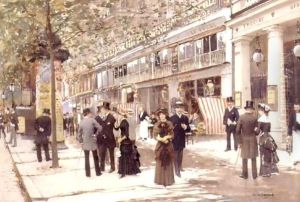 Le Boulevard Montmartre Anime Devant Le Theatre Des Varietes by Jean-Georges Beraud