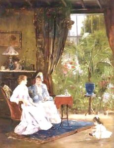 In The Conservatory by Mihaly Munkacsy