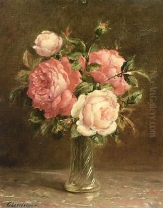 A Still Life Of Pink Roses by Otto Eerelman