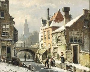 A View Of A Dutch Town In Winter
