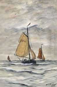 Bomschuiten At Sea 2 by Hendrik Willem Mesdag