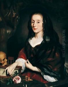 Portrait Of A Lady, Seated, In Widow's Weeds And Holding A Rose