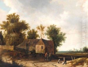 A Landscape With Figures Resting Before A Barn