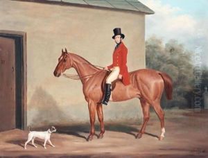 Major William Vaughan Jenkins On A Chestnut Hunter At Combe Grove, Bath