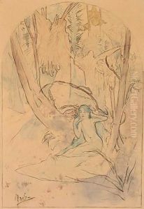 Les Cloches De Pacques Eveillent La Nature by Alphonse Maria Mucha