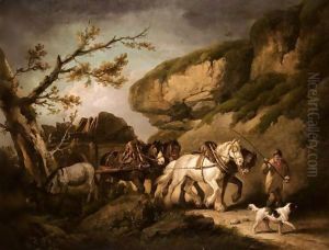 A Horse Drawn Cart Carrying Slate In A Landscape A Horse Drawn Cart Carrying Slate In A Landscape