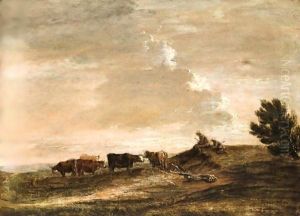 Open Landscape With Rustics And Cattle by Thomas Gainsborough