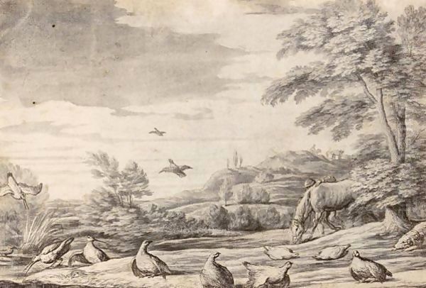 Landscape With Snipe, Partridge And A Horseman - view 1