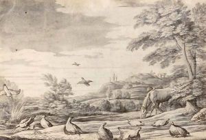 Landscape With Snipe, Partridge And A Horseman by Francis Barlow