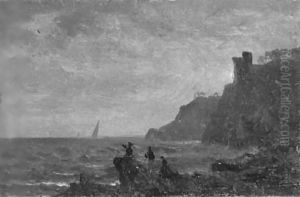 Figures Along The Coast Of Italy by Albert Bierstadt