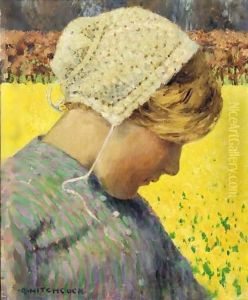 Dutch Girl Before A Daffodil Field by George Hitchcock