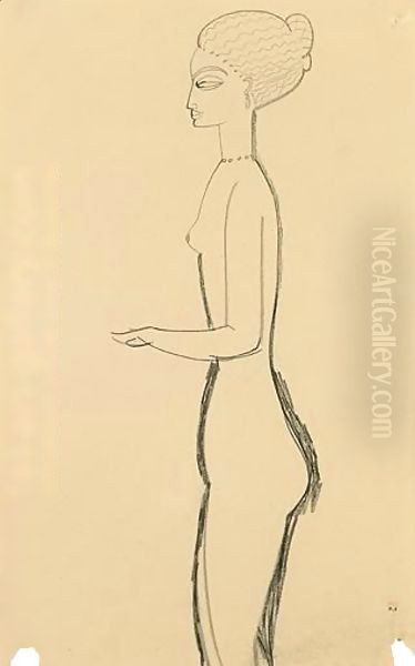 Femme Nue De Profil, Bras En Angle Droit - view 1