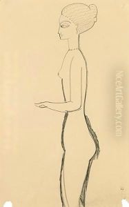 Femme Nue De Profil, Bras En Angle Droit by Amedeo Modigliani