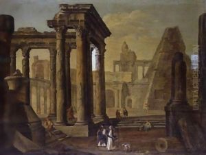A Capriccio With Roman Ruins by Hubert Robert