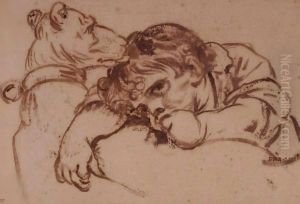A Boy Resting His Head On A Dog's Back by Jean Baptiste Greuze