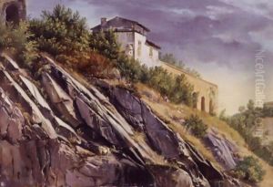 View Of A Building On Top Of A Rocky Hill