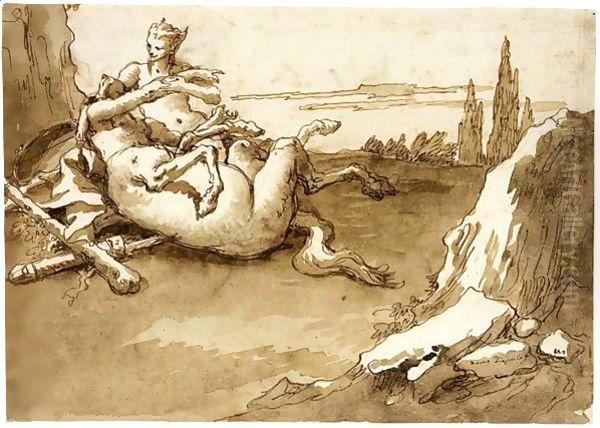 A Centaur And A Female Faun In A Landscape - view 1