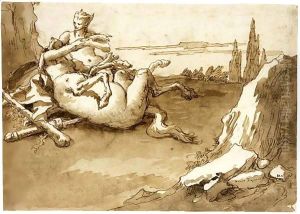A Centaur And A Female Faun In A Landscape by Giovanni Domenico Tiepolo