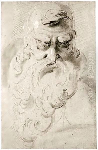 A Grotesque Head Of A Man With A Long Beard - view 1