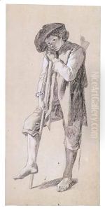 A Boy Leaning On A Staff by Francesco Londonio