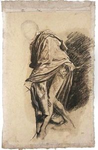 Study Of A Figure In A Cloak, Leaning Forward by Jean-Louis-Ernest Meissonier