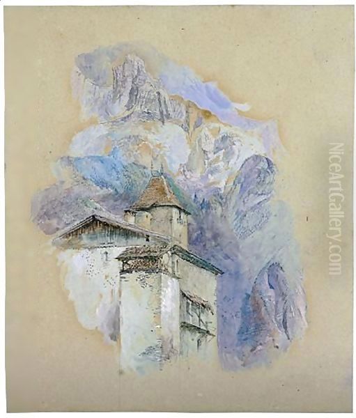 A View Of A Building And Tower In The Alps - view 1