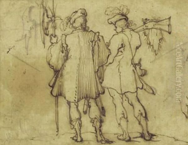 Two Soldiers Seen From Behind - view 1