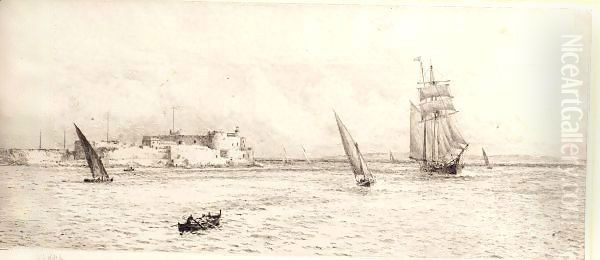 Shipping off a harbour - view 1