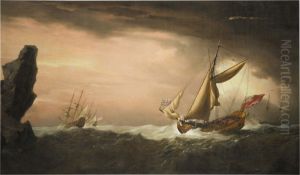 An English yacht in a gale force wind by Willem van de Velde the Younger