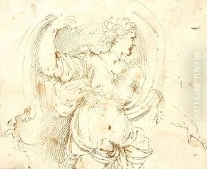A draped female figure by Girolamo da Carpi