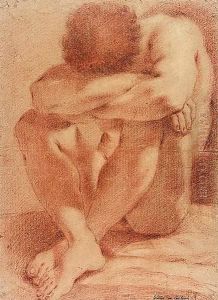 Male nude seated by Domenico Maria Canuti