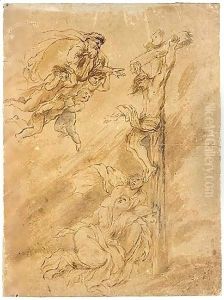 The Crucifixion with god the father by Giovanni Benedetto Castiglione