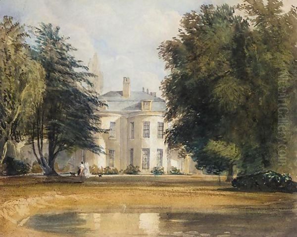 Two Ladies Strolling In The Garden Of A Country House - view 1
