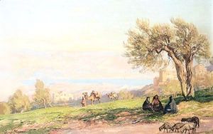 Shepherds Resting In The Shade Of A Tree by Georg Macco