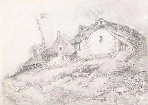 A View Of Cottages by Theodore Rousseau