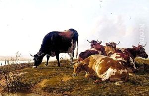 Cattle Resting Beside A River by Thomas Sidney Cooper