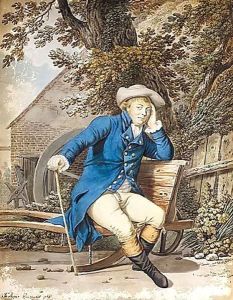 Portrait Of An Irish Gentleman Sitting On A Turf Barrow by John James Barralet