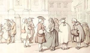 A Ceremonious And Fashionable Meeting, Rome by Thomas Rowlandson