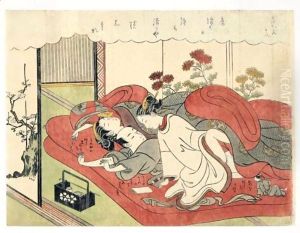 Shunga Scene De Maison Close by Suzuki Harunobu