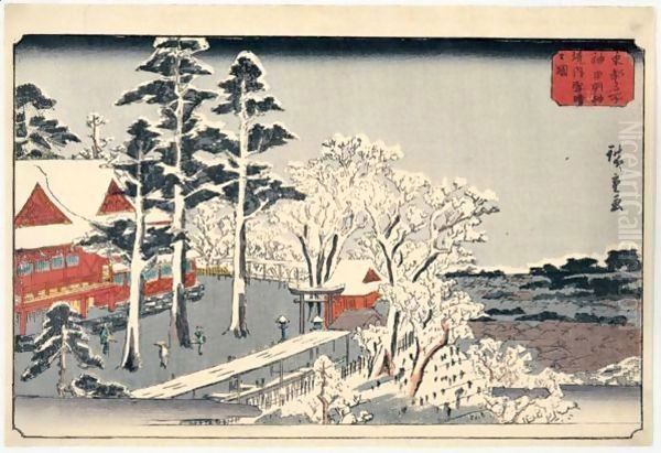Kanda Myojin Keidai Yuki Bare No Zu. Beau Temps Apres La Neige Au Sanctuaire Myojin A Kanda - view 1