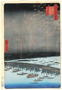 Ryogoku No Hanabi. Feu D'Artifice A Ryogoku by Utagawa or Ando Hiroshige