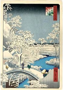 Meguro Taiko Bashi Yuhi Ga Oka. Le Pont De Taiko Sous La Neige, Colline Au Crepuscule by Utagawa or Ando Hiroshige